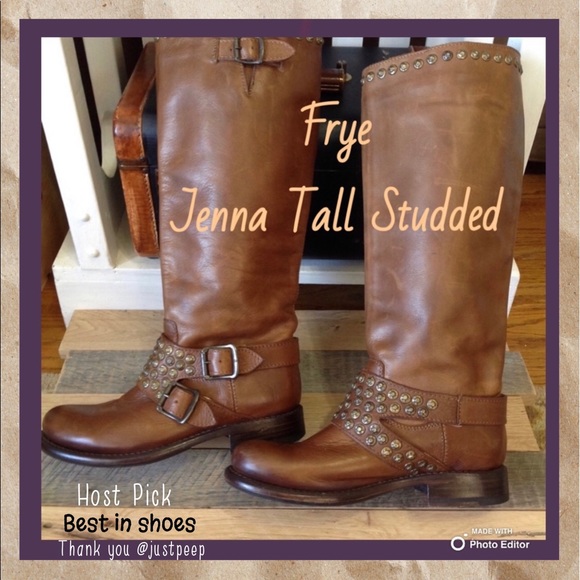 FRYE Jenna Stud & Buckle Accented Riding Boot - Picture 2 of 9